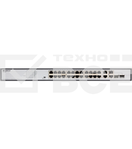 Неуправляемый PoE-коммутатор ORIGO Unmanaged Switch 26x1000Base-T (24x1000Base-T PoE), 2xCombo 1000Base-T/SFP, PoE Budget 370W, Long-range PoE up to 250m, 19