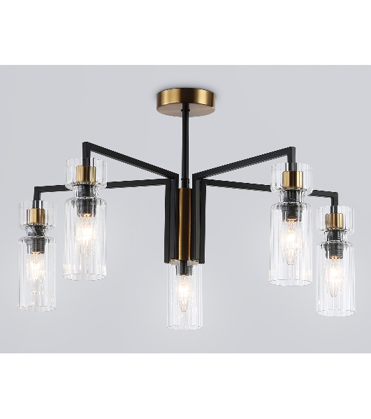 Люстра Ambrella light LH56113/5 BK/BS/CL черный/латунь/прозрачный E14*5 max 40W D605*350