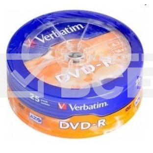 Диск DVD-R Verbatim 4.7Gb 16x Cake Box (25шт) (43730)
