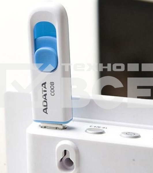 Флешка USB ADATA C008 (AC008-32G-RWE), 32Gb, USB 2.0, R/W 15/5, белый / синий
