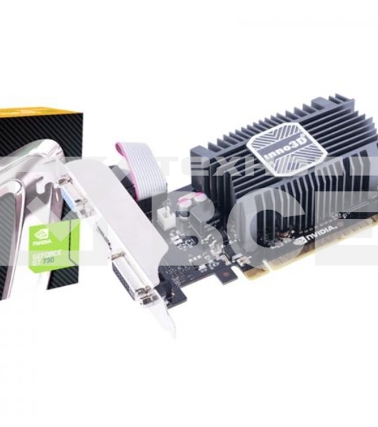 Видеокарта 1Gb <PCI-E> Inno3D GT730 c CUDA <GFGT730, GDDR3, 64 bit, HDCP, DVI, HDMI, Retail>