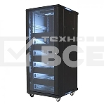 Телекоммуникационный шкаф Wize W27UR (Рэковая стойка)19”, высота 27U, габариты 1388х600х610 мм, вентиляция, колесики, макс. вес нагрузки 798 кг, сталь, черный, фото 1