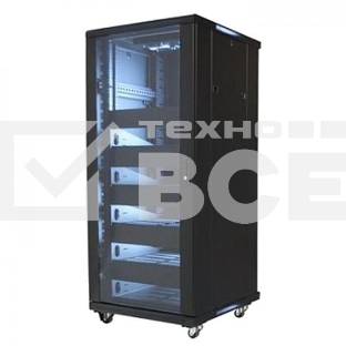 Телекоммуникационный шкаф Wize W27UR (Рэковая стойка)19”, высота 27U, габариты 1388х600х610 мм, вентиляция, колесики, макс. вес нагрузки 798 кг, сталь, черный