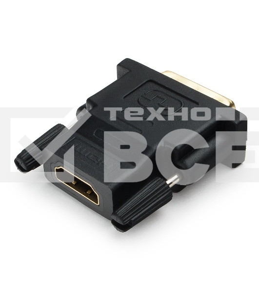 Переходник Cablexpert HDMI-DVI 19F/19M золотые разъемы, пакет, черный (A-HDMI-DVI-2)