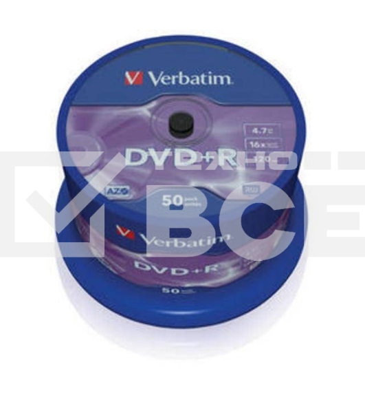 Диск DVD+R Verbatim 4.7Gb 16x Cake Box (50шт) (43550)