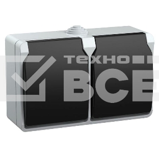 Розетка двухместная РСб22-3-ФСр с з/к для открытой установки IP54 Форс  ERS22-K03-16-54-DC  IEK