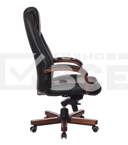 Кресло руководителя Бюрократ T-9923WALNUT/BLACK черный, кожа, крестовина дерево