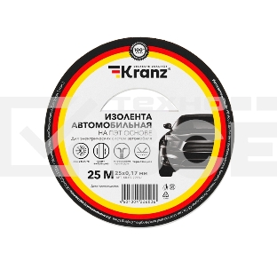 Изолента автомобильная KRANZ полиэстер, 0.17х25 мм, 25 м