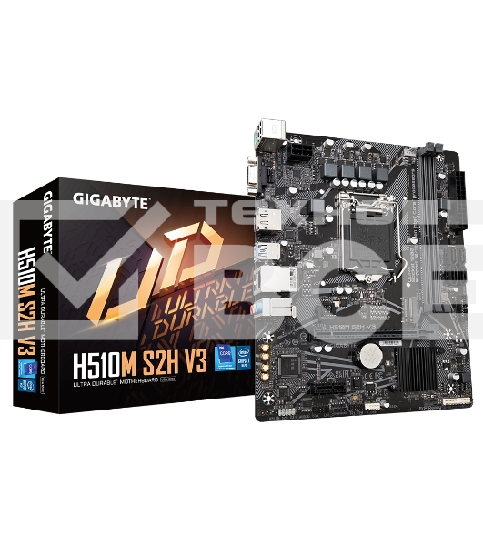 Материнская плата Gigabyte H510M S2H V3, LGA 1200, Intel H470, 2xDDR4, 4xSATA, 1xM.2, 1xPCIe 3.0 x16, 1xDP, 1xHDMI, 1xVGA, 1x 1Gb LAN, 2xUSB-A 3.2 Gen 1, 4xUSB-A 2.0, 3x 3.5 мм, 7.1, mATX