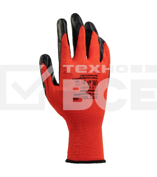 Перчатки полиэфирные с черным нитрильным покрытием, размер 9, 13 класс вязки Stels