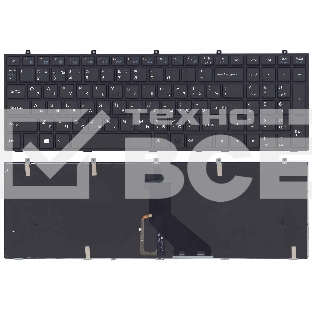 Клавиатура для ноутбука DNS Clevo W350 w370 черная c рамкой (плоский ENTER) подсветка