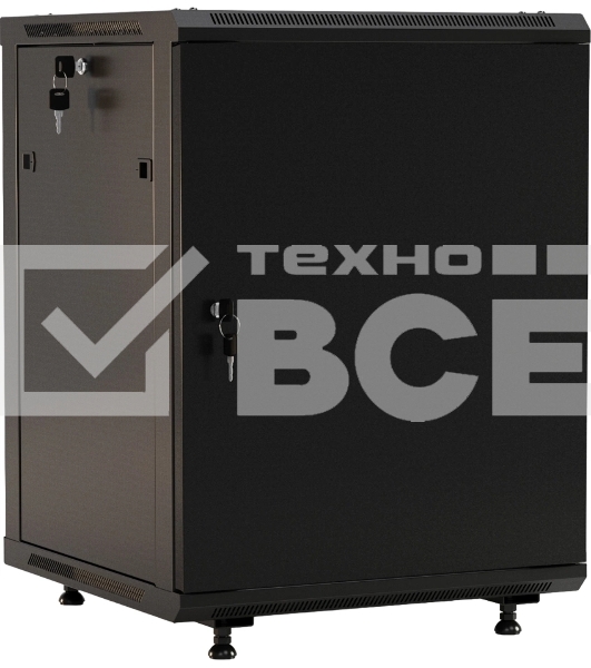Шкаф коммутационный Hyperline (TWB-FC-1266-SR-RAL9004) настенный 12U 600x600мм пер.дв.металл 2 бок.пан. задн.дв.спл.стал.лист 60кг черный 650мм IP20 сталь