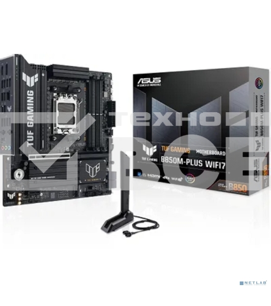 Материнская плата Asus TUF GAMING B850M-PLUS WIFI7, AM5, AMD B850, 4xDDR5, 4xSATA, 3xM.2, 1xPCIe 5.0 x16, 1xPCIe 3.0 x1, 1xDP, 1xHDMI, 1x2.5Gb LAN, Wi-Fi 7, Bluetooth 5.4, 1xUSB-C 20Gbps, 3xUSB-A 10Gbps, 4xUSB-A 5Gbps, 4xUSB-A 2.0, 3x3.5 мм, 7.1, mATX