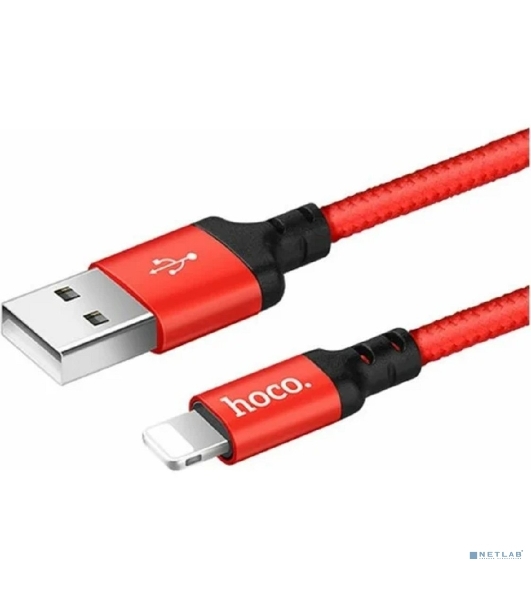 Кабель HOCO X14 USB 2.0, AM/Lightning M, черно-красный, 2м