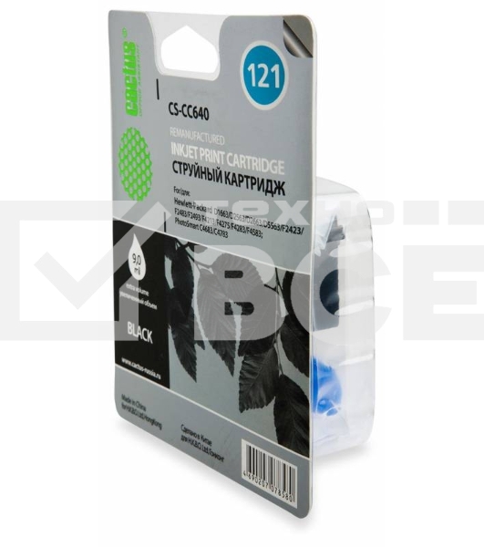 Картридж струйный Cactus CS-CC640 №121 черный (6 мл.) для HP DJ D1663/D2563/D2663/D5563/F2423/F2483/F2493/F4213/F4275/F4283/F4583/PS C4683/C4783