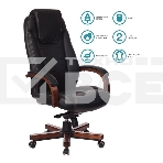 Кресло руководителя Бюрократ T-9923WALNUT/BLACK черный, кожа, крестовина дерево, фото18