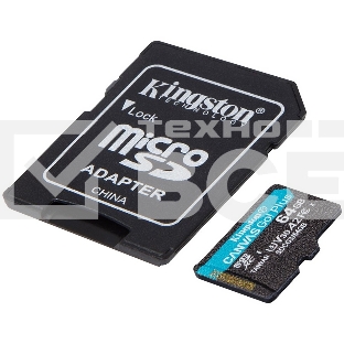 Флеш карта Kingston 64GB microSDXC Canvas Go Plus 170R A2 U3 V30 Card + ADP EAN: 740617301045