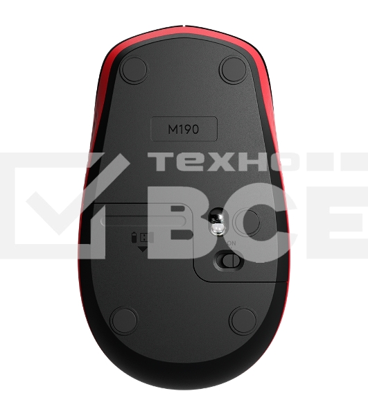 Мышь беспроводная Logitech M190 черный/красный, 1000 dpi, радиоканал, USB, кнопки - 3