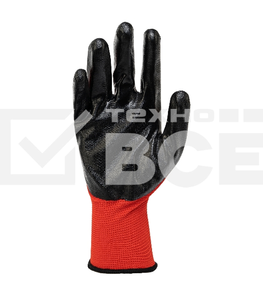 Перчатки полиэфирные с черным нитрильным покрытием, размер 9, 13 класс вязки Stels