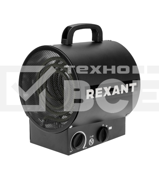 Пушка тепловая электрическая Rexant круглая, прямоугольная подставка, ТЭН, 3кВт