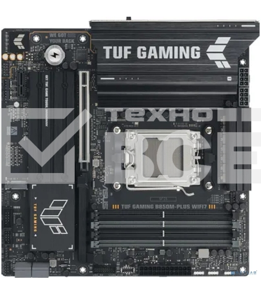 Материнская плата Asus TUF GAMING B850M-PLUS WIFI7, AM5, AMD B850, 4xDDR5, 4xSATA, 3xM.2, 1xPCIe 5.0 x16, 1xPCIe 3.0 x1, 1xDP, 1xHDMI, 1x2.5Gb LAN, Wi-Fi 7, Bluetooth 5.4, 1xUSB-C 20Gbps, 3xUSB-A 10Gbps, 4xUSB-A 5Gbps, 4xUSB-A 2.0, 3x3.5 мм, 7.1, mATX