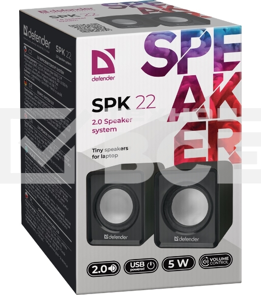 Акустическая система 2.0 Defender #1 SPK 22 черный, 5 Вт, питание от USB