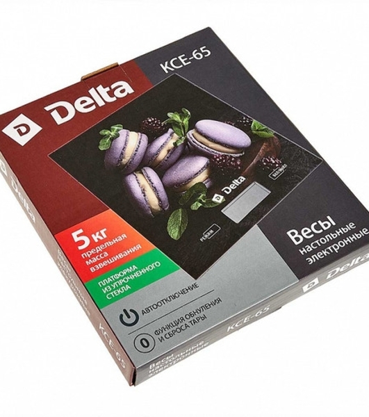 Весы кухонные электронные Delta KCE-65 'Ягодные макарони' : 5 кг, стекло (12)