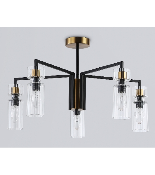 Люстра Ambrella light LH56113/5 BK/BS/CL черный/латунь/прозрачный E14*5 max 40W D605*350