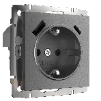 Розетка с заземлением, шторками и USB тип A+C  (графит матовый), фото5
