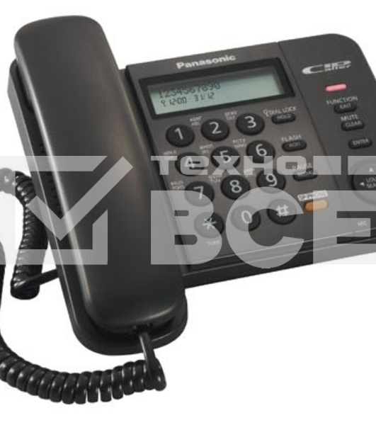 Телефон проводной Panasonic KX-TS2358RUB черный АОН,Caller ID,ЖКД,блокировка набора,выключение микрофона,кнопка 