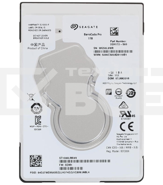 Жесткий диск Seagate HDD Mobile Barracuda25 Guardian (2.5'/ 1TB/ SATA 6Gb/s/ rmp 7200)