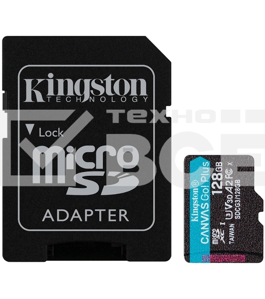 Карта памяти Kingston 128GB microSDXC Canvas Go Plus 170R A2 U3 V30 Card + ADP EAN: 740617301182