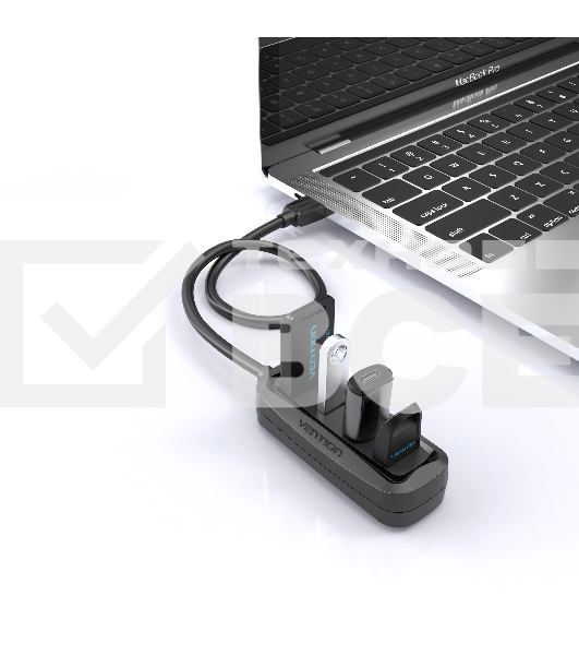 Концентратор Vention VAS-J43-B100 (USB 2.0 на 4 порта Черный - 1м.)
