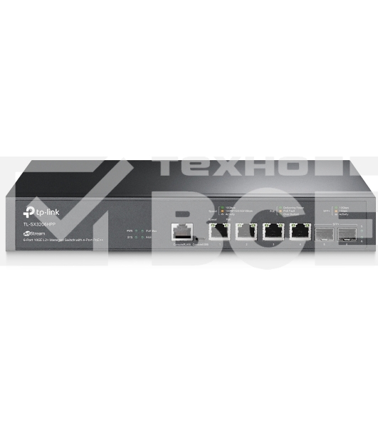 Коммутатор TP-Link JetStream™ 6-портовый управляемый  с 4 портами PoE++ 10GBase-T и 2 слотами SFP+ 10GE уровня 2+