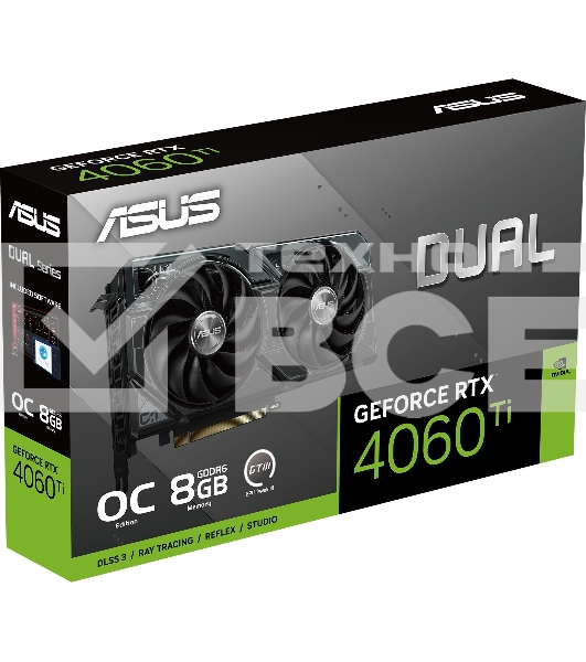 Видеокарта ASUS DUAL-RTX4060TI-O8G RTX4060TI 8Gb 128bit GDDR6 2520/18000 HDMIx1 DPx3 HDCP Ret