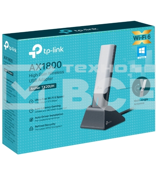 Двухдиапазонный USB-адаптер высокого усиления TP-Link Archer TX20UH с поддержкой Wi-Fi AX1800