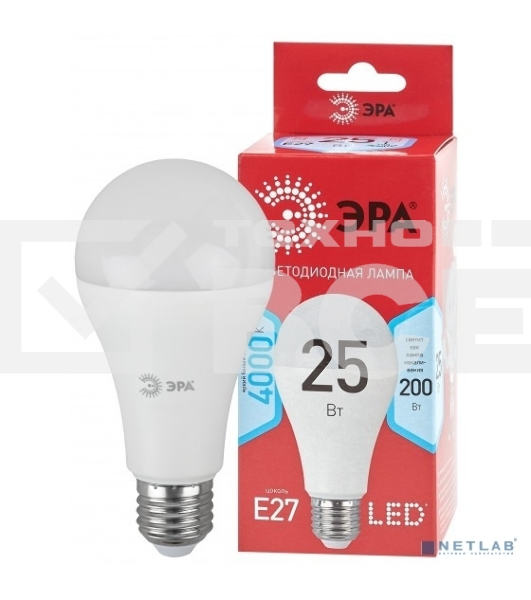 Лампа светодиодная ECO LED A65-25W-840-E27 R (диод груша 25Вт нейтр. E27) (10/100/1200) Эра Б0048010