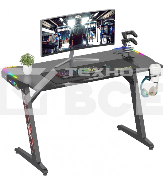 Стол игровой Cactus CS-GTZ-BK-RGB столешница ДСП, черный каркас черный