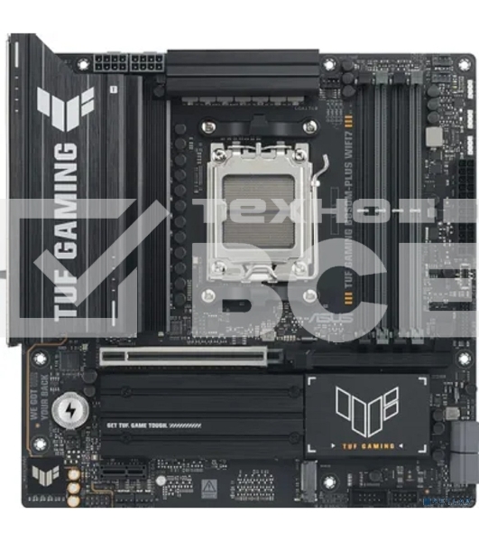 Материнская плата Asus TUF GAMING B850M-PLUS WIFI7, AM5, AMD B850, 4xDDR5, 4xSATA, 3xM.2, 1xPCIe 5.0 x16, 1xPCIe 3.0 x1, 1xDP, 1xHDMI, 1x2.5Gb LAN, Wi-Fi 7, Bluetooth 5.4, 1xUSB-C 20Gbps, 3xUSB-A 10Gbps, 4xUSB-A 5Gbps, 4xUSB-A 2.0, 3x3.5 мм, 7.1, mATX