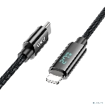Кабель USB2.0 Hoco Type-C/Lightning, 2.4А, с дисплеем, U125, 1.2м, черный, коробка, фото6