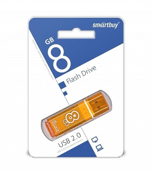 Флешка USB Smartbuy Glossy series Orange (SB4 GbGS-Or), 4Gb, USB 2.0, R/W 25/15, оранжевый