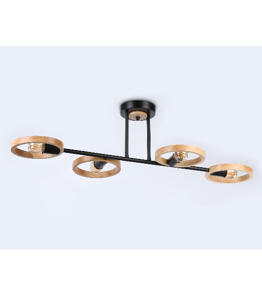 Светильник Ambrella light TR8248/4 BK/LWD черный/светлое дерево E27/4 max 40W 840*360*220