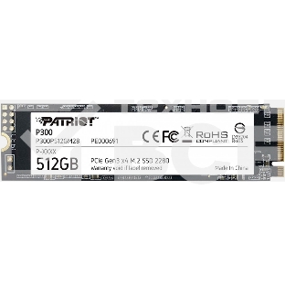 Накопитель SSD Patriot P300, 512GB, PCIe 3.0 x4, M.2 2280, NVMe, R/W 1700/1200