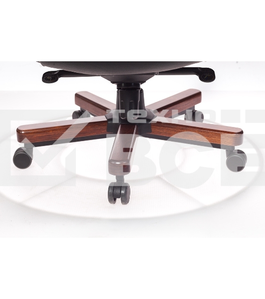 Кресло руководителя Бюрократ T-9923WALNUT/BLACK черный, кожа, крестовина дерево