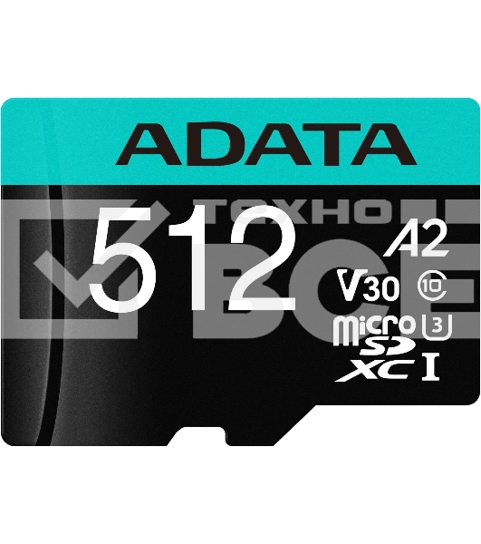Карта памяти MICRO SDXC 512GB W/AD. AUSDX512GUI3V30SA2-RA1 ADATA