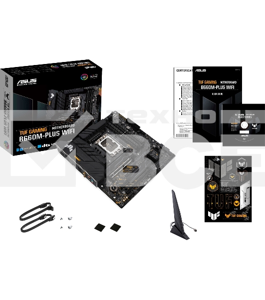 Материнская плата ASUS TUF GAMING B660M-PLUS WIFI, LGA 1700, Intel B660, 4xDDR5, 4xSATA, 2xM.2, 1xPCIe 5.0 x16, 1xPCIe 3.0 x4, 1xPCIe x1, 1xDP, 1xHDMI, 1x 2.5Gb LAN, 4xUSB-A 3.2 Gen 2, 1xUSB-A 3.2 Gen 1, 2xUSB 2.0, 1xUSB-C 3.2 Gen 2x2, 5x3.5 мм, 7.1, mATX