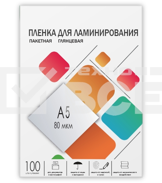 Пленка 154х216 (80 мик) 100 шт./ Пленка для ламинирования A5, 154х216 (80 мкм) глянцевая 100шт, ГЕЛЕОС [LPA5-80]