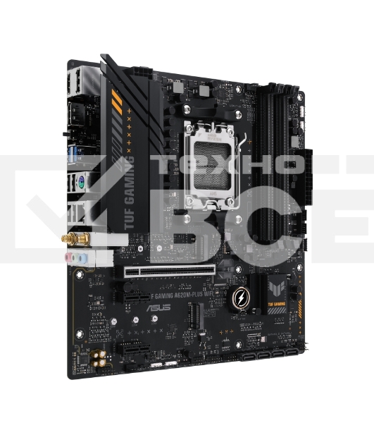 Материнская плата ASUS TUF GAMING A620M-PLUS WIFI, AM5, AMD A620, 4xDDR5, 4xSATA, 2xM.2, 1xPCIe 4.0 x16, 2xPCIe x1, 2xDP, 1xHDMI, 1x 2.5Gb LAN, 4xUSB-A 2.0, 2xUSB-A 3.2 Gen 1, 3x3.5 мм, 7.1, mATX