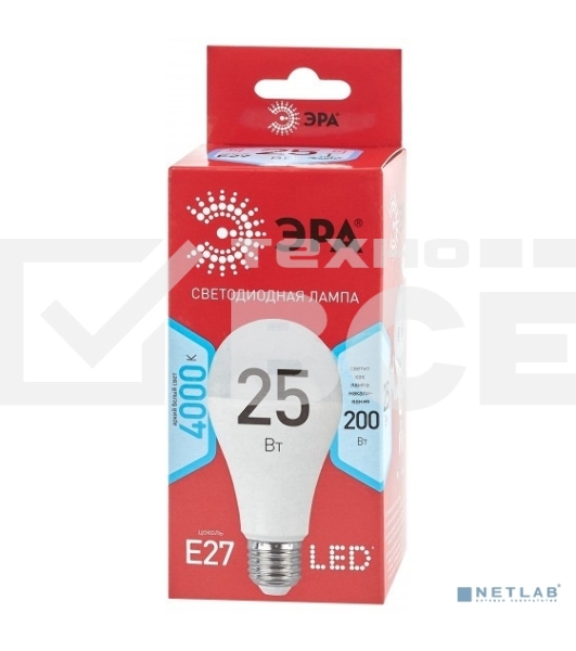 Лампа светодиодная ECO LED A65-25W-840-E27 R (диод груша 25Вт нейтр. E27) (10/100/1200) Эра Б0048010