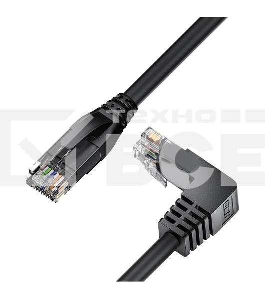 Патч-корд прямой 10.0m UTP кат.5e, черный, верхний угол, литой, ethernet high speed, RJ45, T568B